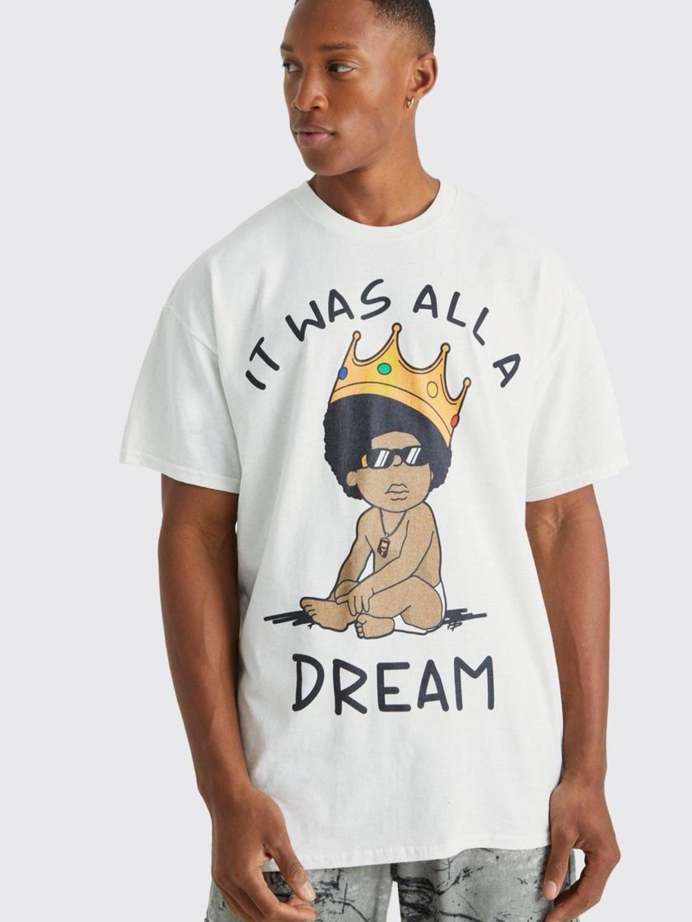 Boohoo Notorious BIG Graphic 'Dream' Tee with Crown Motif